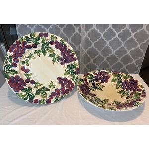La Ceramica VBC Nove Italy Grape Vine Charger Plate and Serving Bowl Set Tuscan